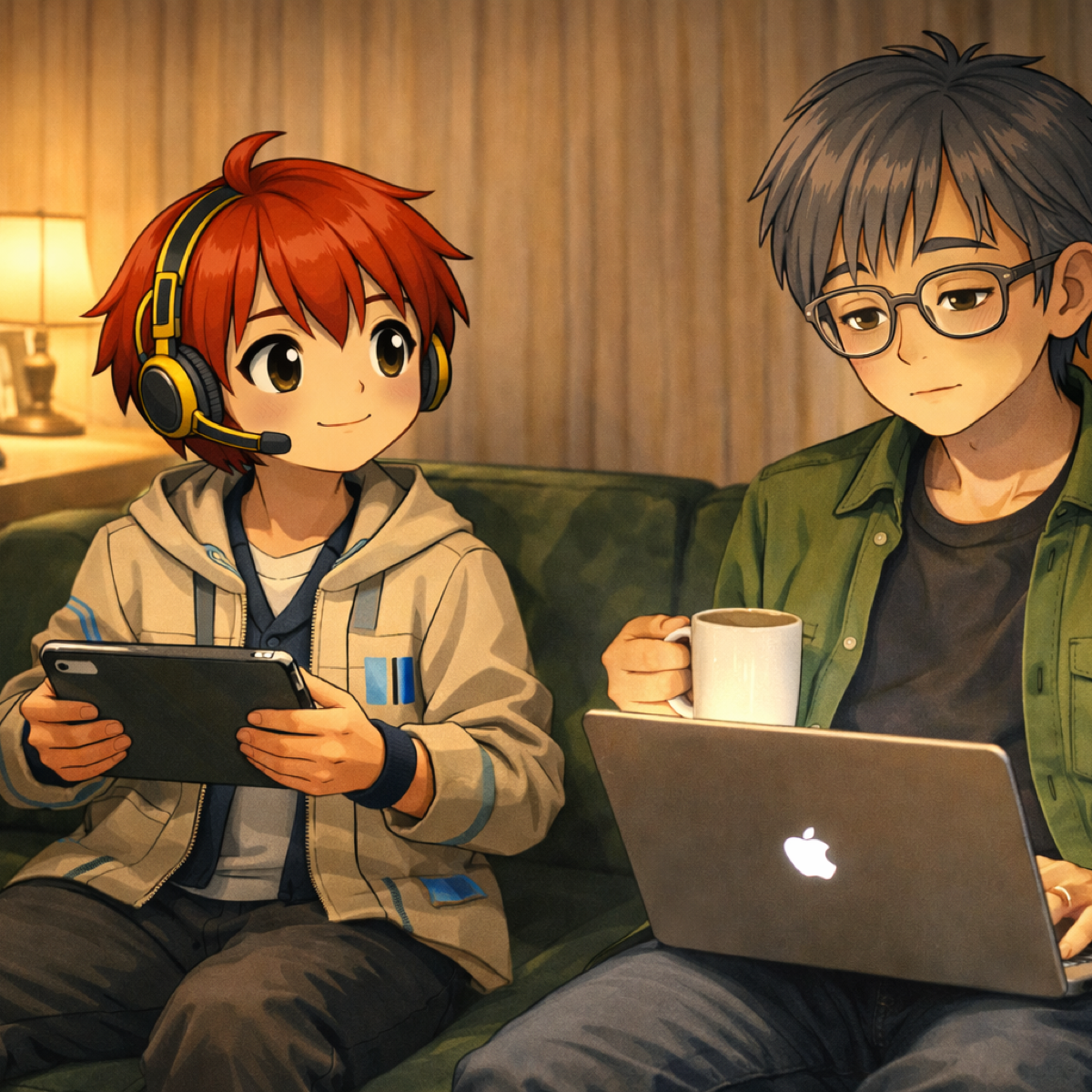 夜の作業風景(すてぱのとさいとうさん)